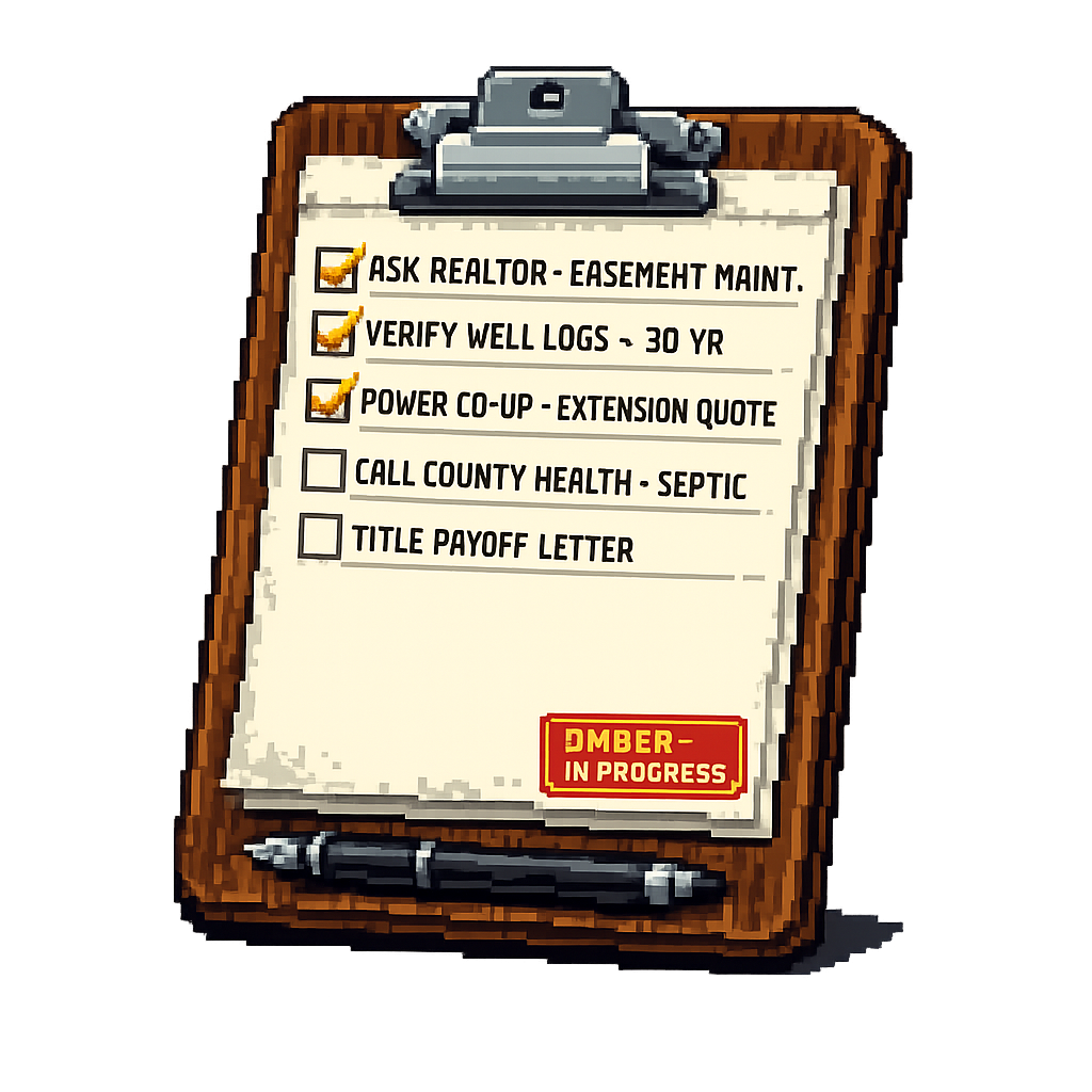 Verification task clipboard with checked items and amber in-progress stamp